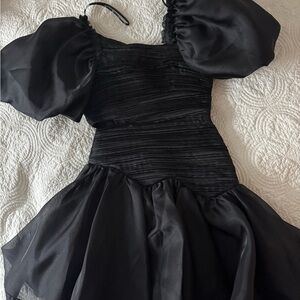 Aje Black Ruffled Sleeve Dress
